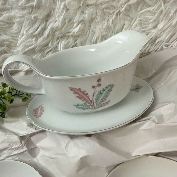 Arzberg‎ Porcelain Gravy Boat with underplate & 6 pc sauce plate set floral - Picture 4 of 11